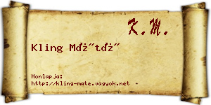 Kling Máté névjegykártya